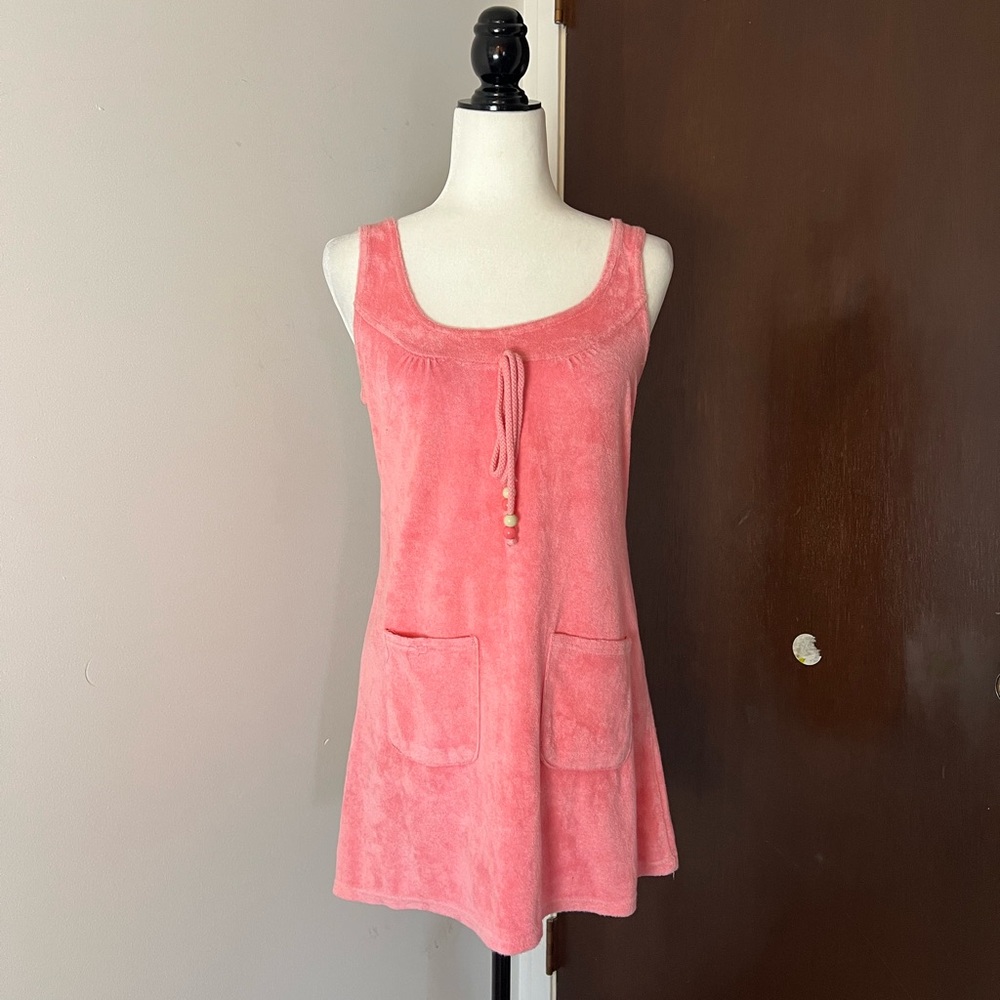 Y2k Miken Coral Pink Terry Cloth Mini Dress